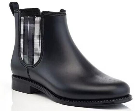 Henry Ferrera Shoes - Henry Ferrera Rain Boots Womens Size 7 Black Marsala Plaid Chelsea Matte Ankle